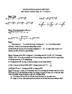 Đề tham khảo học kỳ I Toán 9